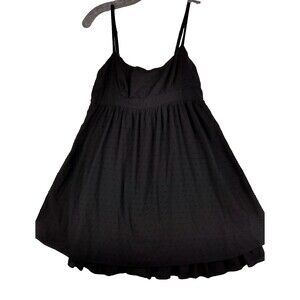 Women Baby Doll Dress Medium Black Dotted Swiss Witchy Whimsygoth Fairy Coquette